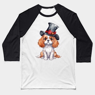 Watercolor Cavalier King Charles Spaniel Dog in Magic Hat Baseball T-Shirt